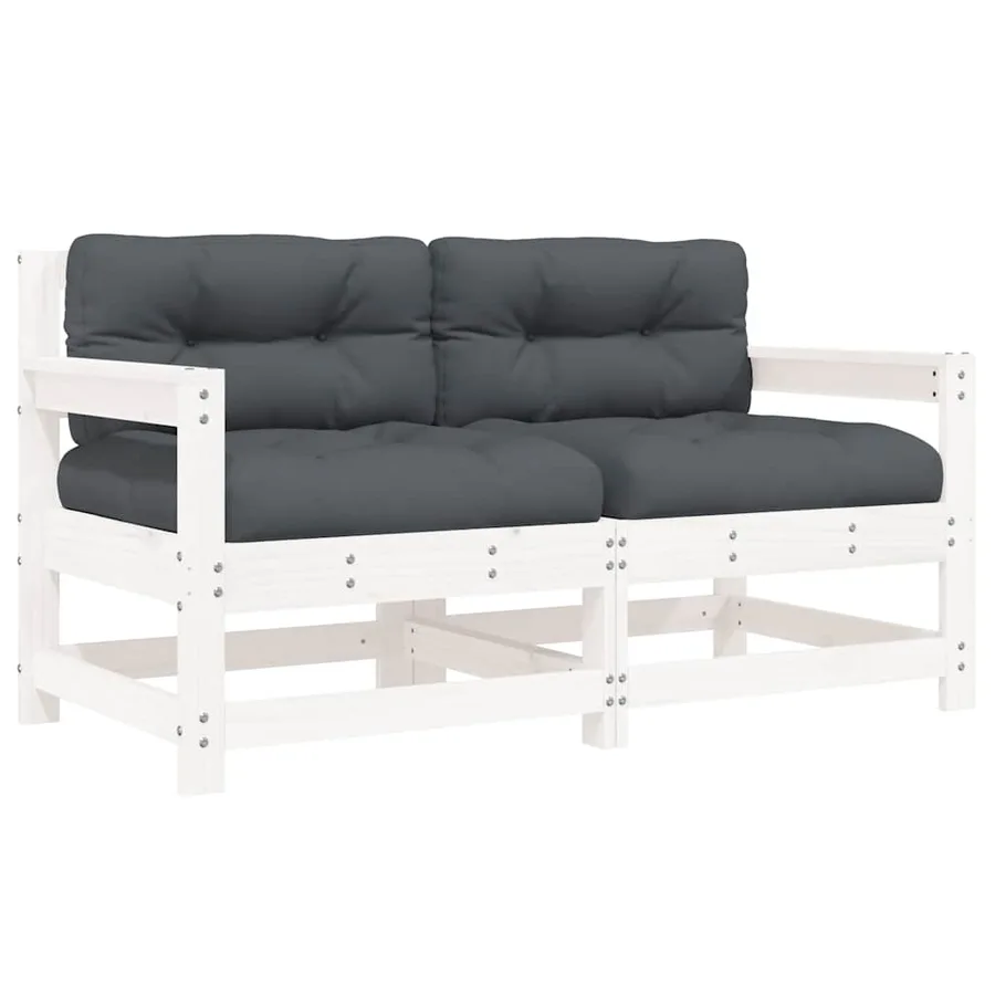Chaises de jardin et coussins lot de 2 blanc bois de pin massif - 2