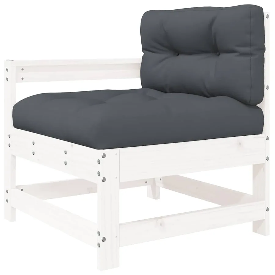Chaises de jardin et coussins lot de 2 blanc bois de pin massif - 4