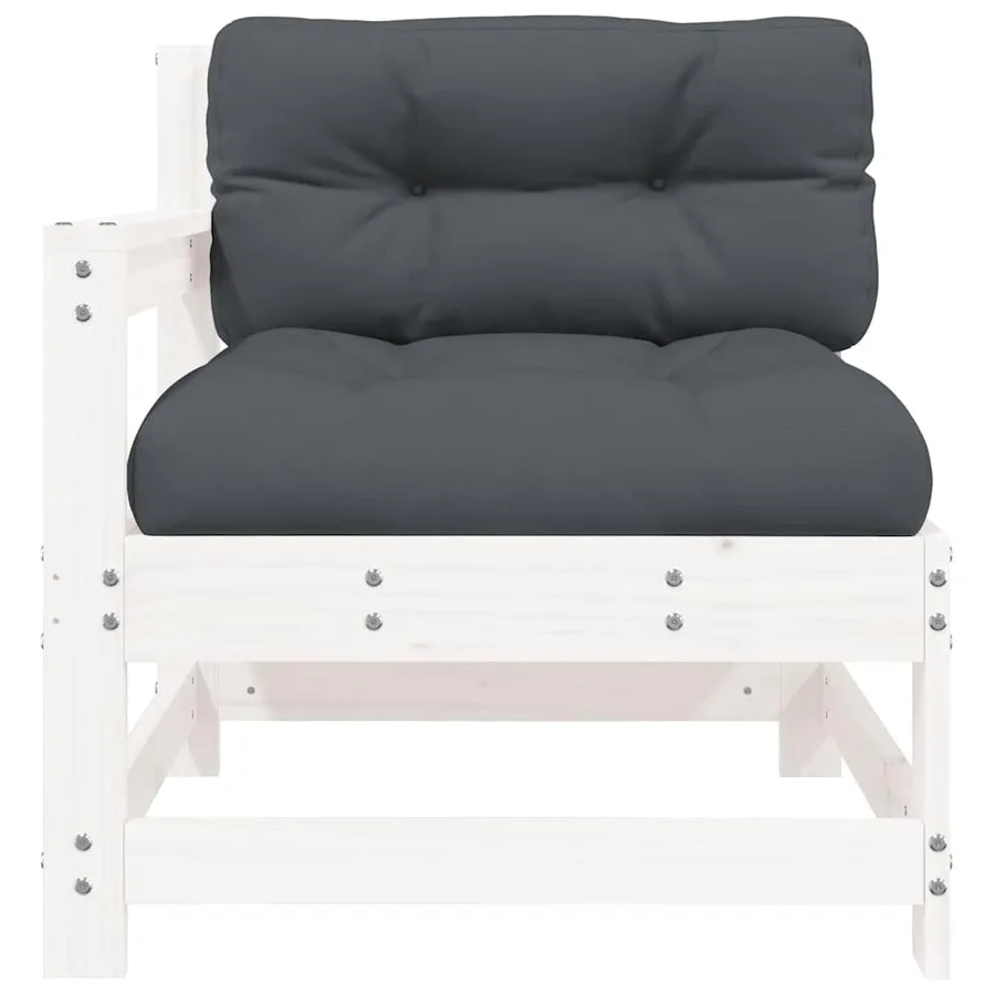 Chaises de jardin et coussins lot de 2 blanc bois de pin massif - 5
