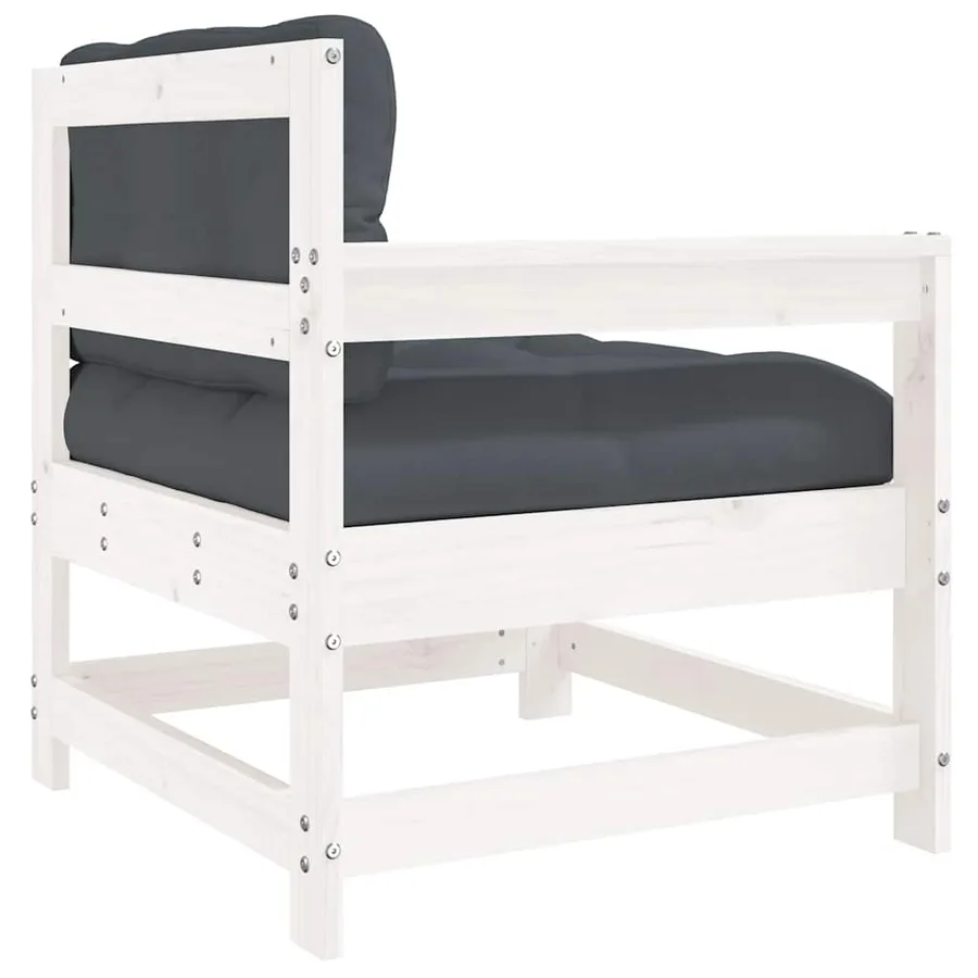 Chaises de jardin et coussins lot de 2 blanc bois de pin massif - 6