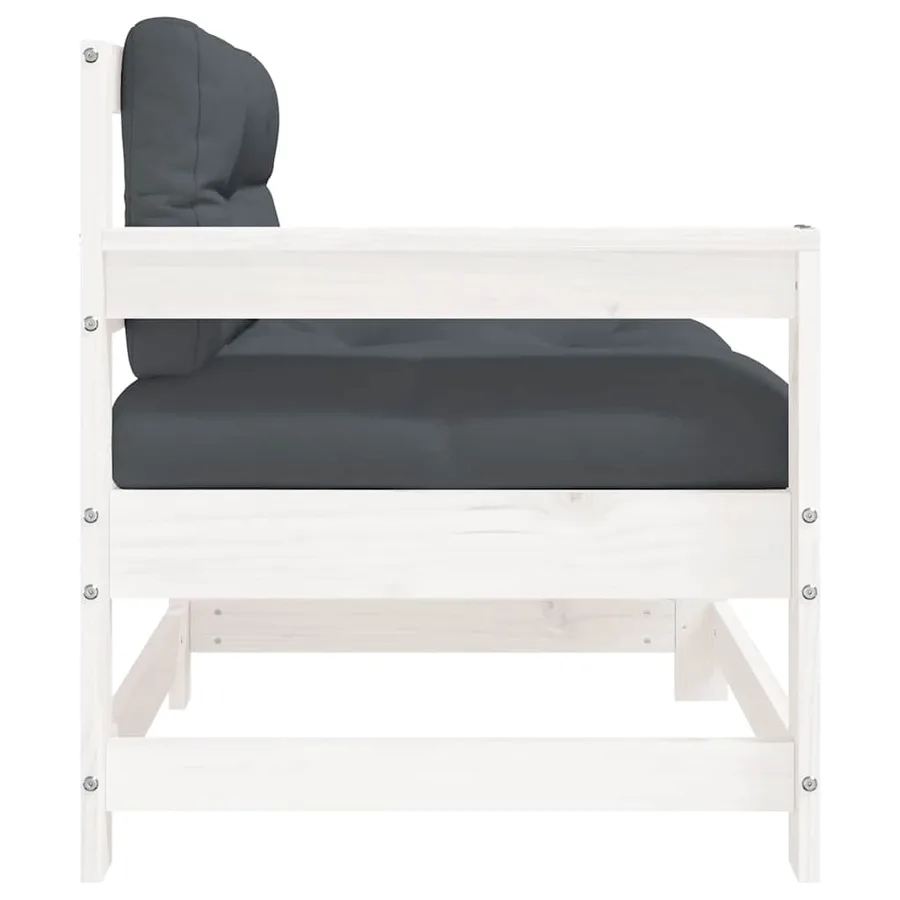 Chaises de jardin et coussins lot de 2 blanc bois de pin massif - 7