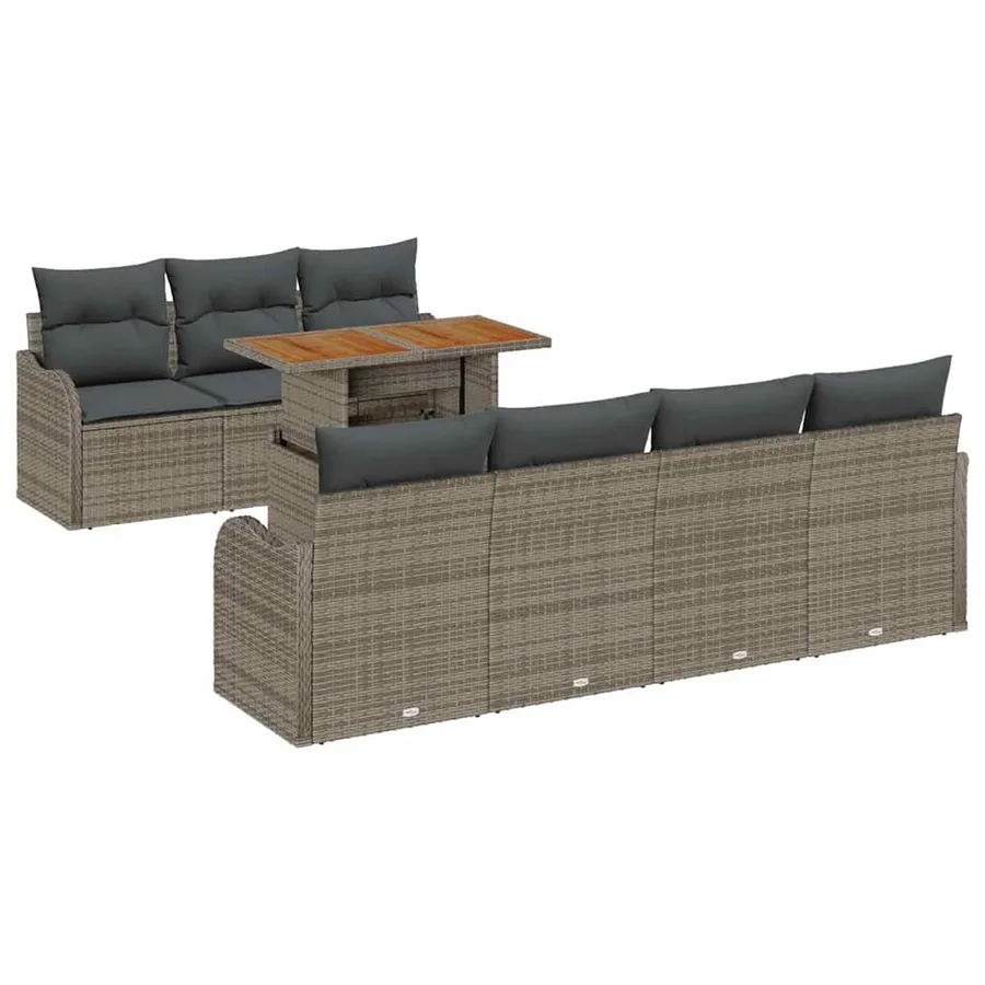 Ensemble de canapé de jardin 8 pcs Gris Poly rotin - 2