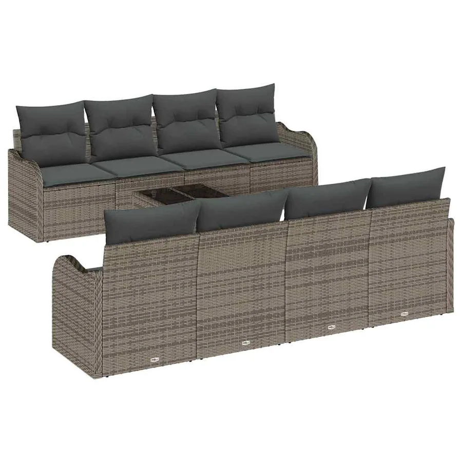 Ensemble de canapé de jardin avec coussin 9 pcs Gris - 2