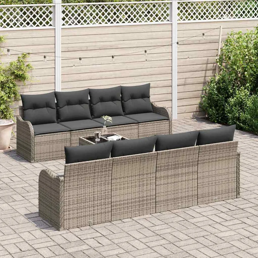 Ensemble de canapé de jardin avec coussin 9 pcs Gris - 3