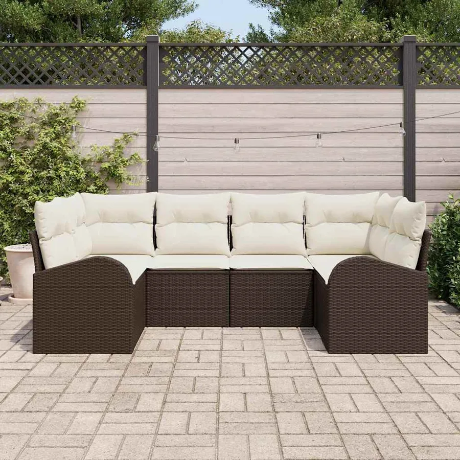 Ensemble de canapé de jardin 6 pcs Marron Poly Rattan - 3