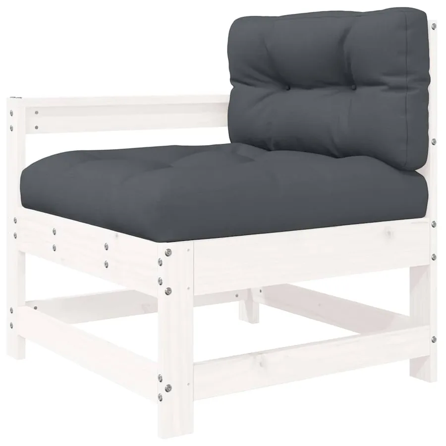 Chaise de jardin avec coussins blanc bois de pin massif - 2