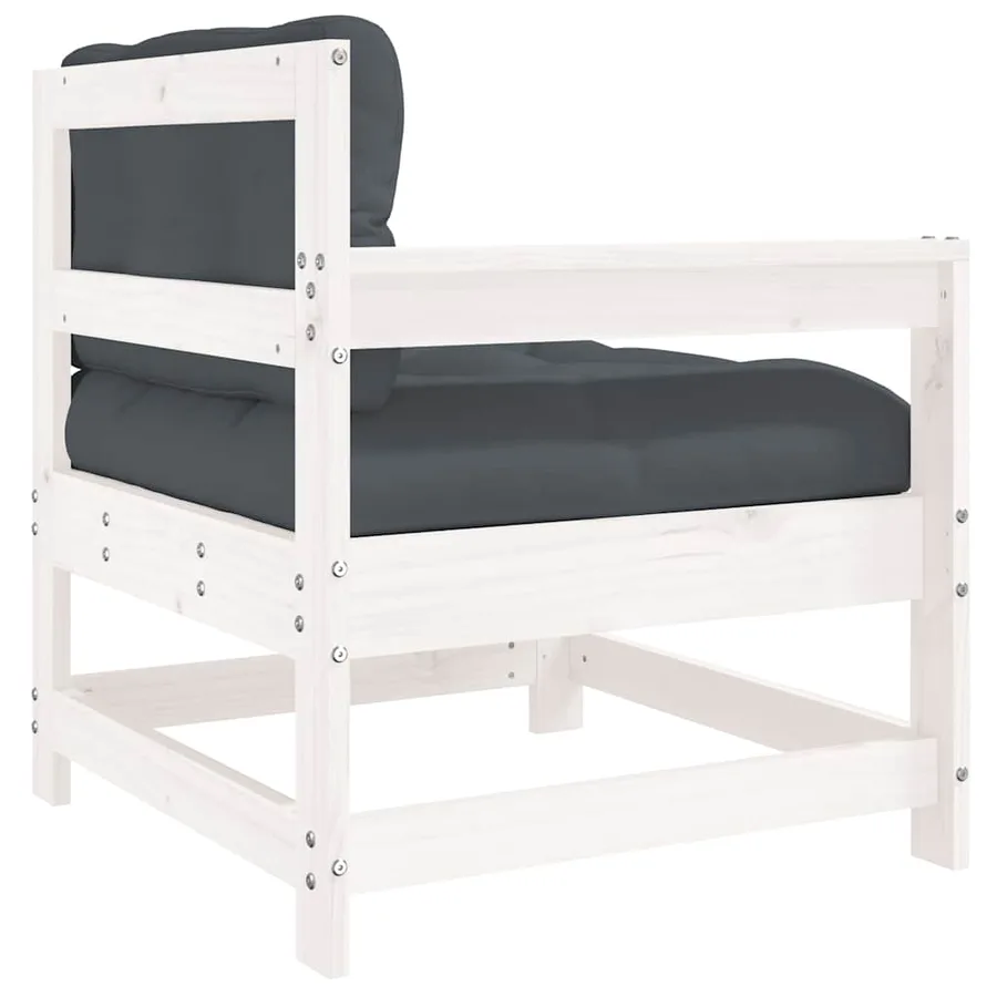 Chaise de jardin avec coussins blanc bois de pin massif - 5