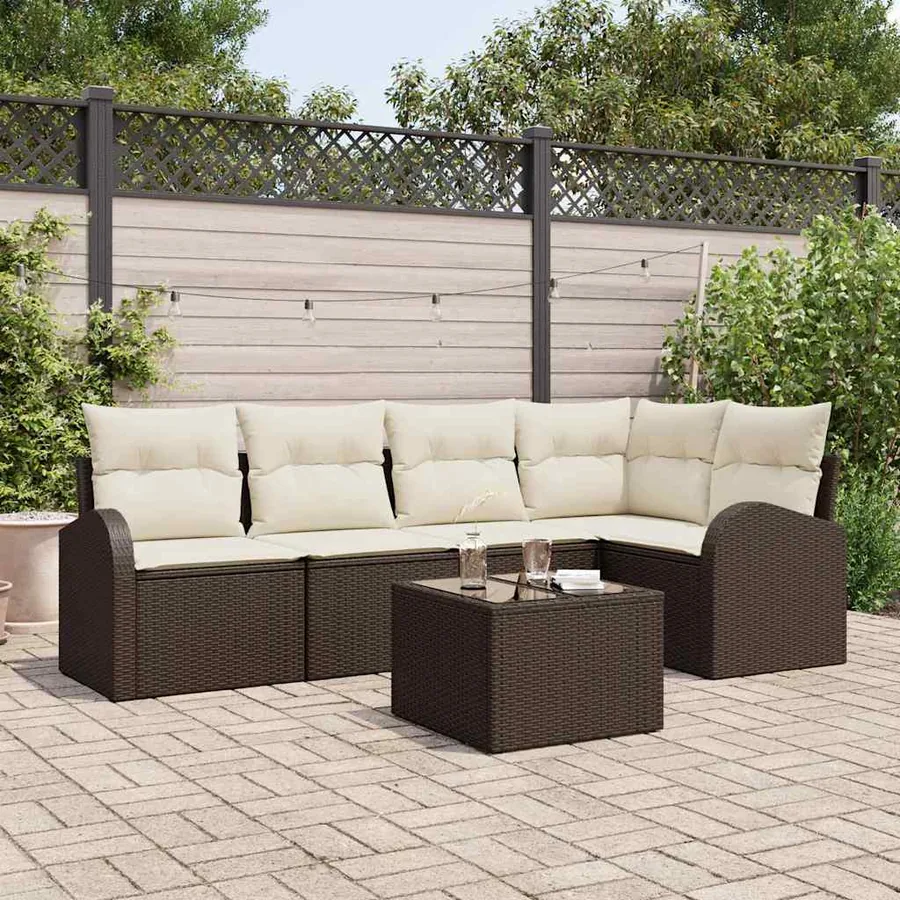 Ensemble de Canapés avec coussin Marron Polyester
