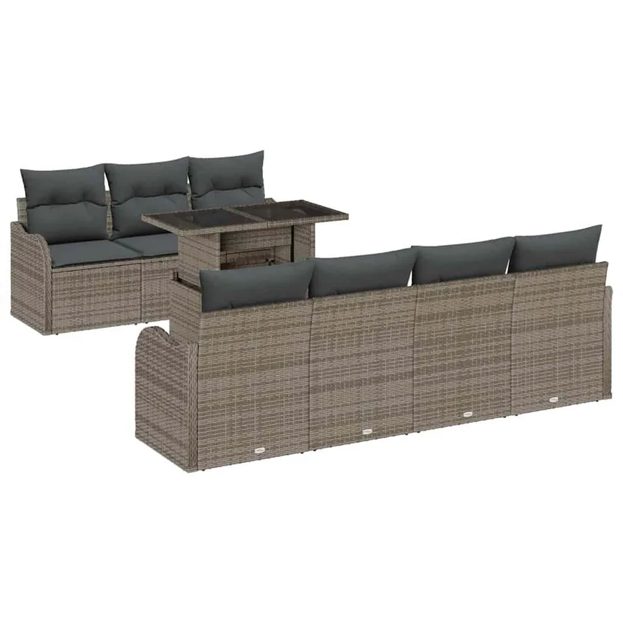 Ensemble de canapé de jardin 8 pcs Gris Poly Rattan - 2