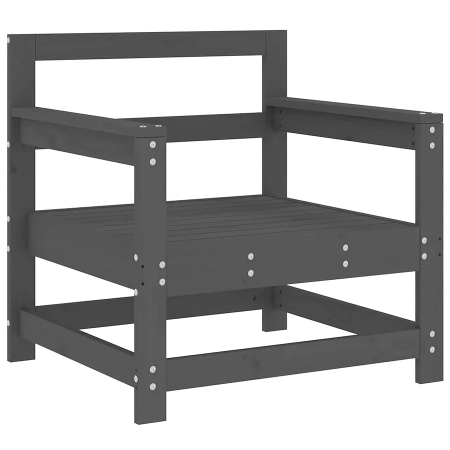 Chaises de jardin et coussins lot de 2 gris bois de pin massif - 5