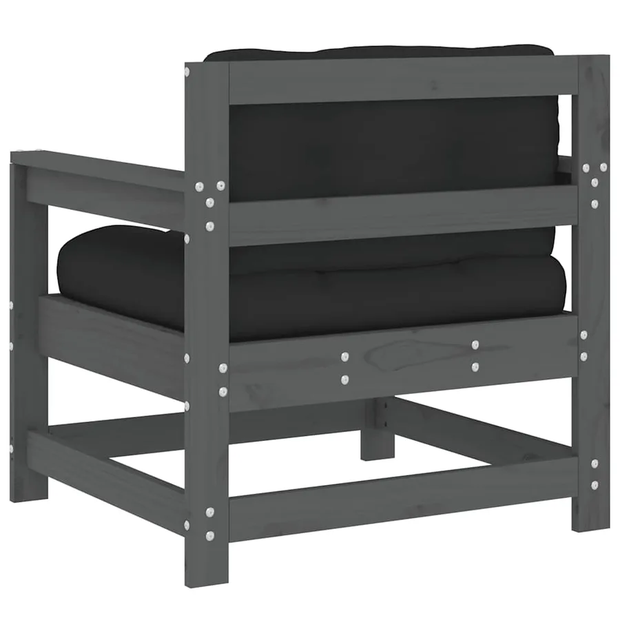 Chaises de jardin et coussins lot de 2 gris bois de pin massif - 6