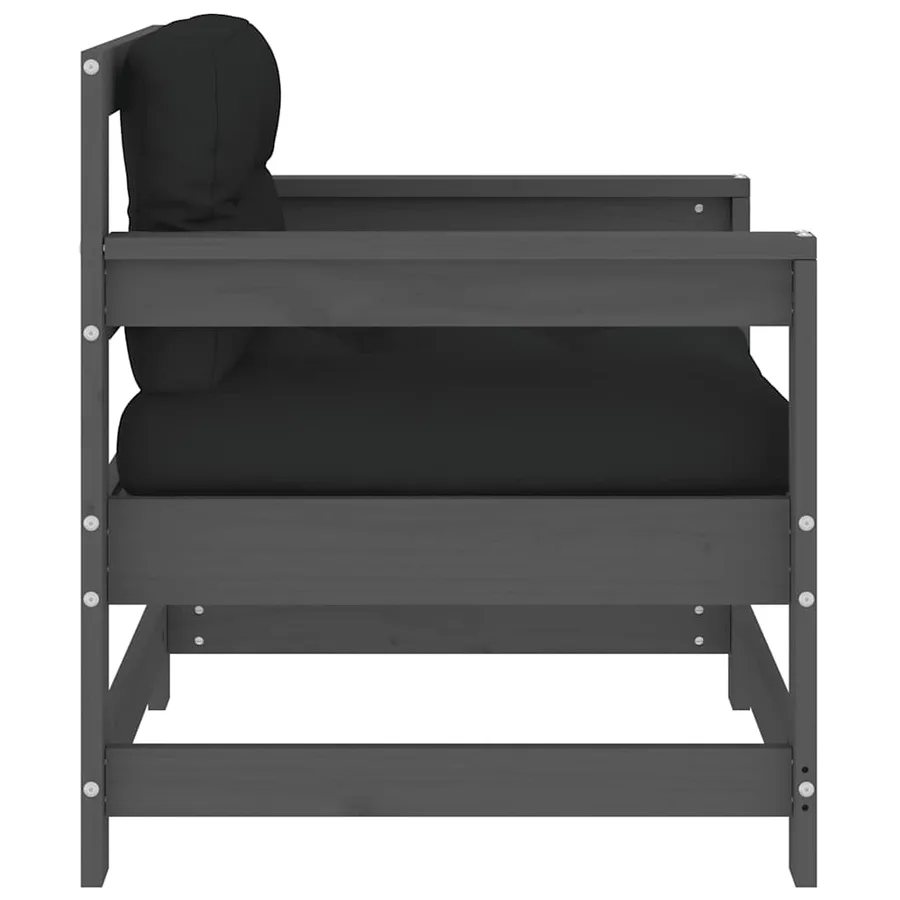 Chaises de jardin et coussins lot de 2 gris bois de pin massif - 7