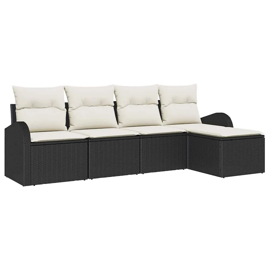 Ensemble de Canapés avec coussin 5 pcs Noir et Blanc polyrotin - 2