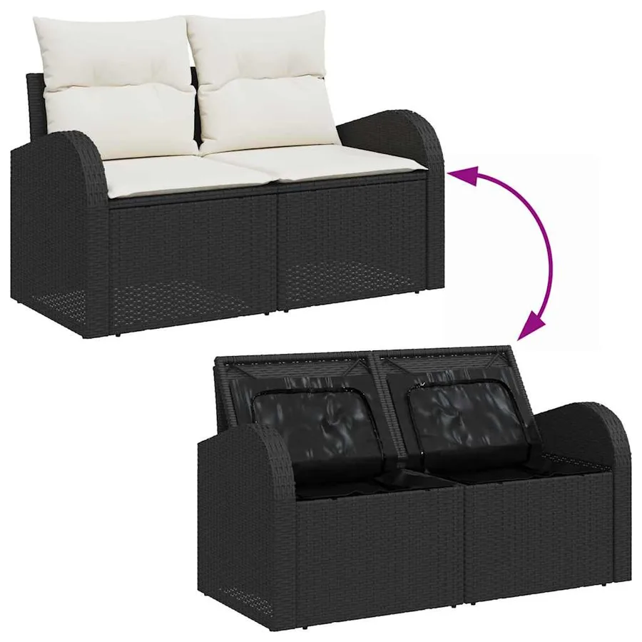 Ensemble de Canapés avec coussin 8 pcs Noir polyrotin - 11