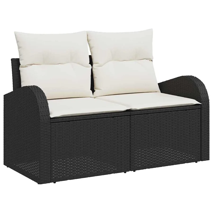 Ensemble de canapé de jardin avec coussin 6 pcs Noir Poly rotin - 4