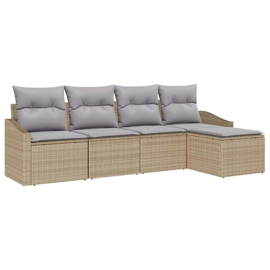 Ensemble de Canapés avec coussin 5 pcs Beige polyrotin - 2