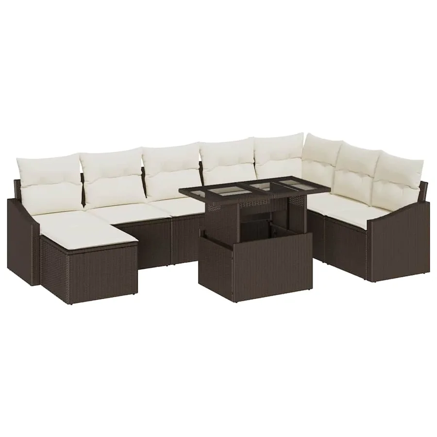 Ensemble de Canapés 9 pcs Marron et Crème polyrotin - 2