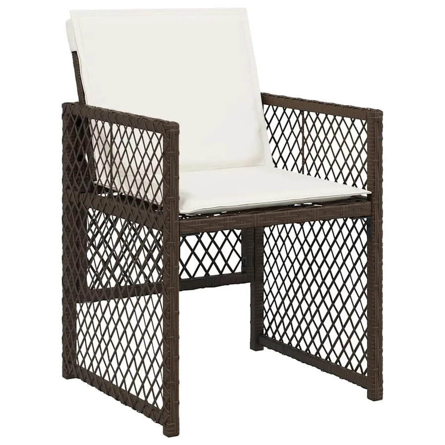 Ensemble à manger de jardin et coussins 17 pcs marron rotin - 3