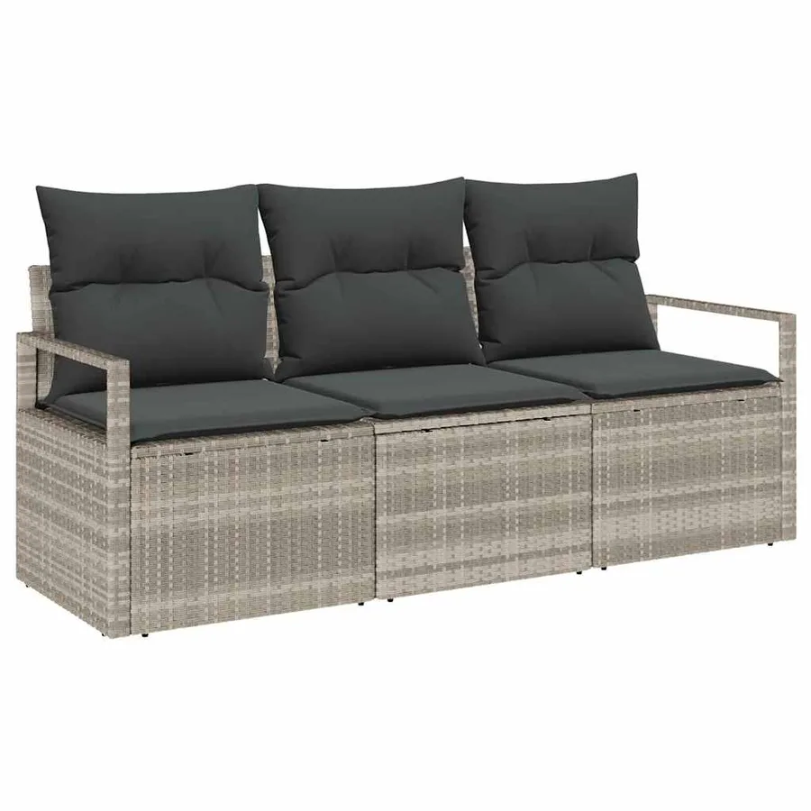 Ensemble de Canapés 3 pcs Gris clair polyrotin - 2