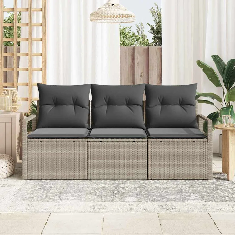 Ensemble de Canapés 3 pcs Gris clair polyrotin - 3
