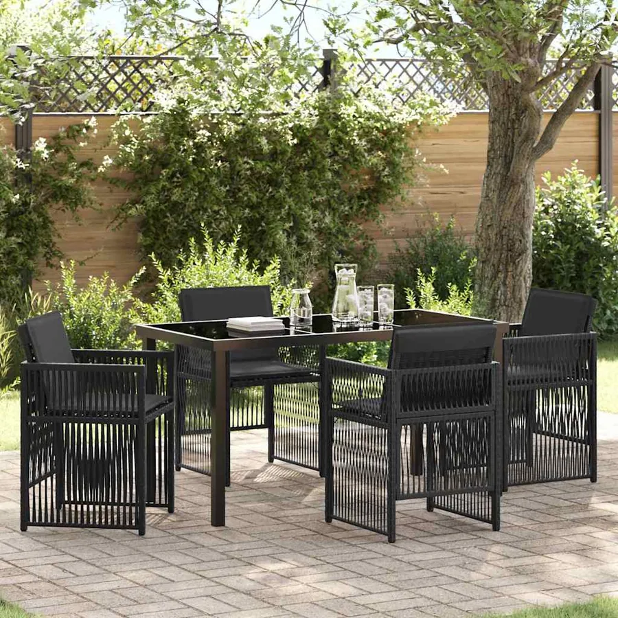 Ensemble de salle à manger pour jardin 5 pcs Noir