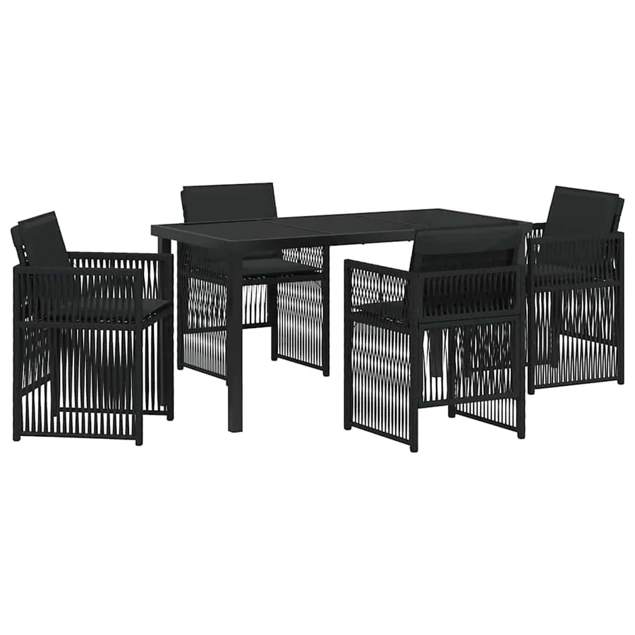 Ensemble de salle à manger pour jardin 5 pcs Noir - 2
