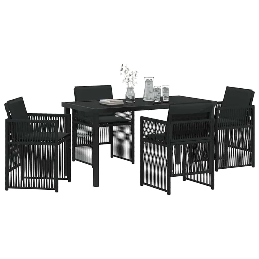 Ensemble de salle à manger pour jardin 5 pcs Noir - 3