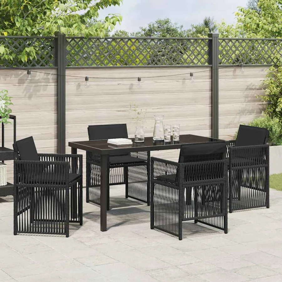 Ensemble de salle à manger pour jardin 5 pcs Noir - 4