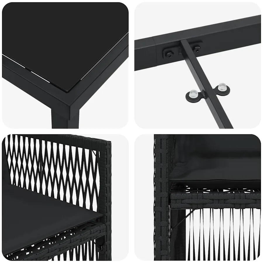 Ensemble de salle à manger pour jardin 5 pcs Noir - 9