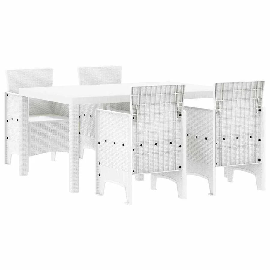 Ensemble de salle à manger pour jardin 5 pcs Blanc Rattan Polt - 2