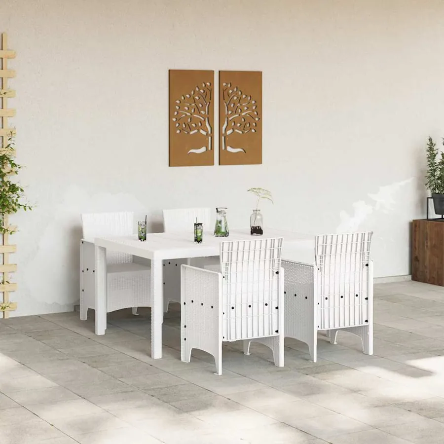 Ensemble de salle à manger pour jardin 5 pcs Blanc Rattan Polt - 3