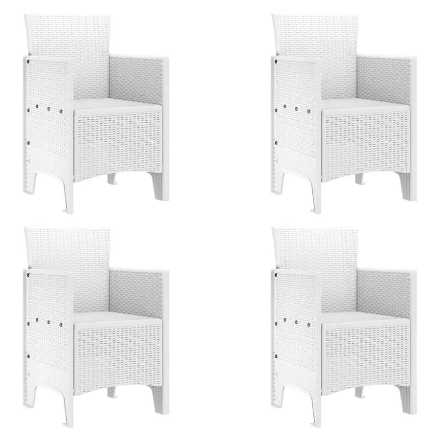 Ensemble de salle à manger pour jardin 5 pcs Blanc Rattan Polt - 5