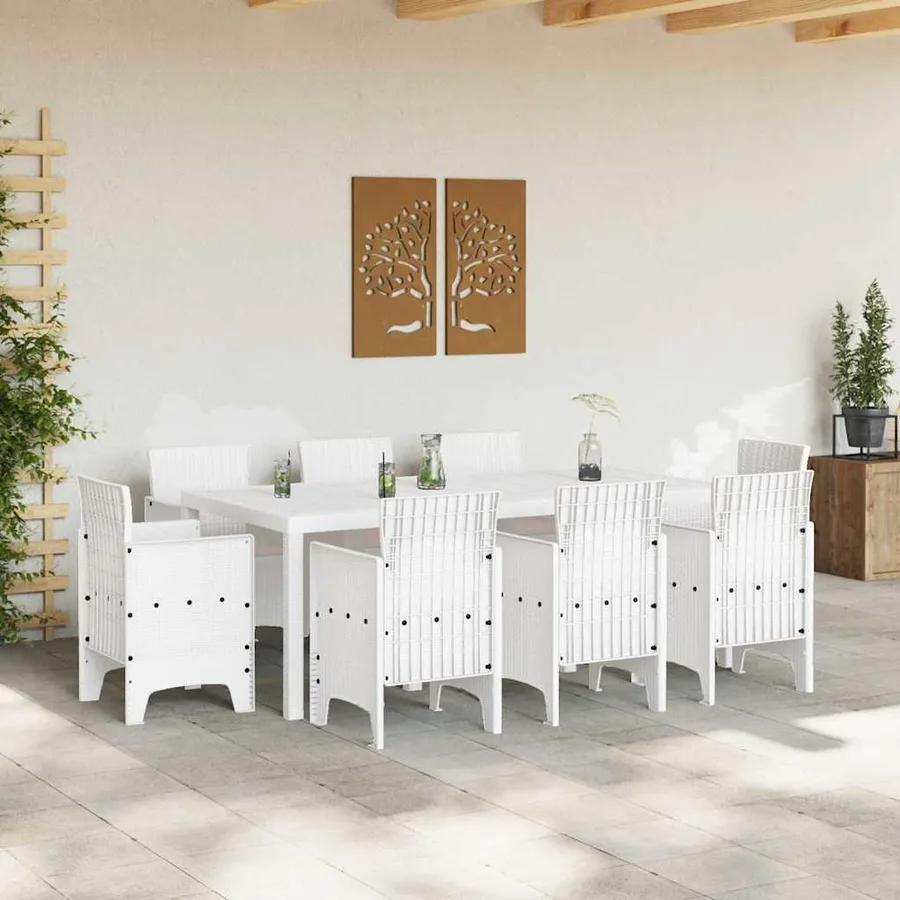 Ensemble de salle à manger pour jardin 9 pcs Blanc - 3