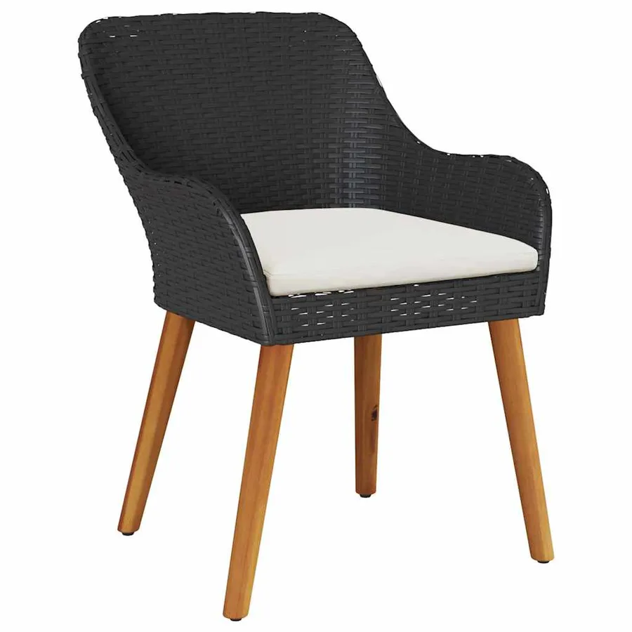 Ensemble de salle à manger pour jardin 3 pcs Noir polyrotin - 6