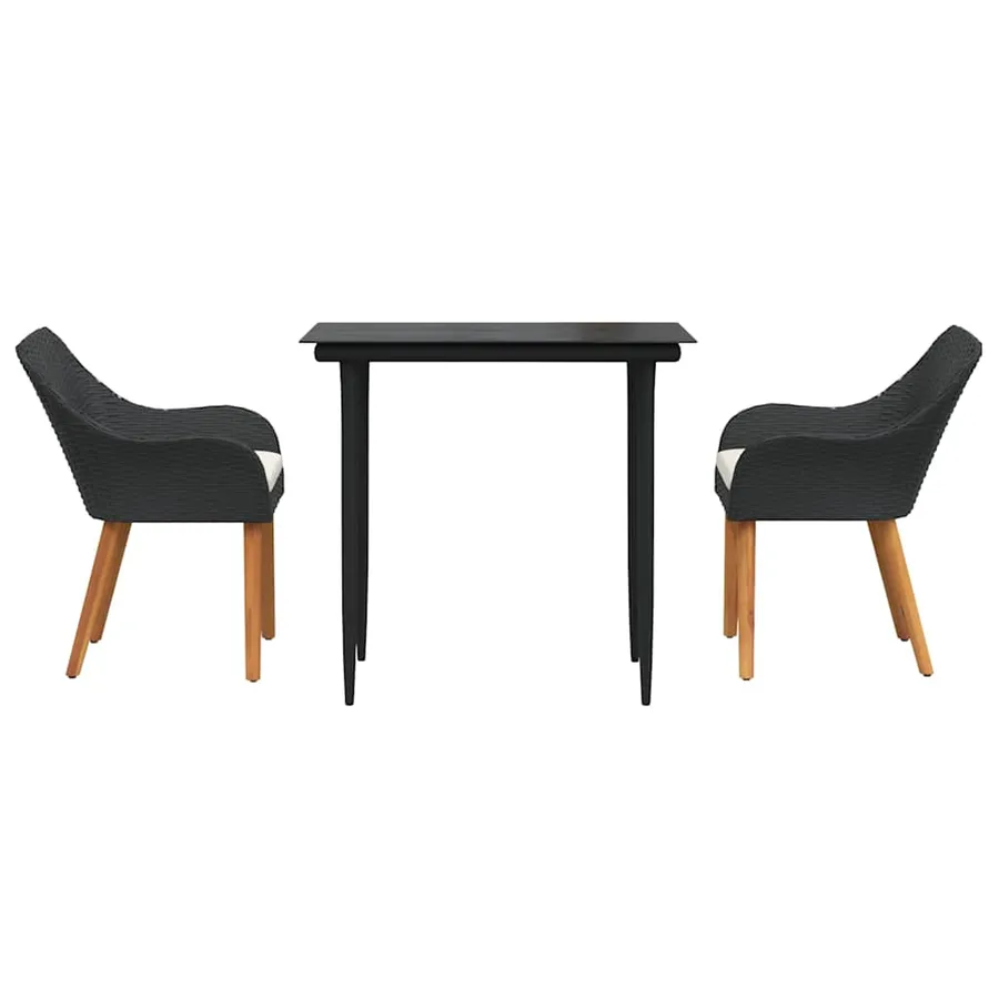 Ensemble de salle à manger pour jardin 3 pcs Noir polyrotin - 7