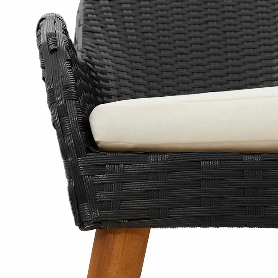 Ensemble de salle à manger pour jardin 3 pcs Noir polyrotin - 8