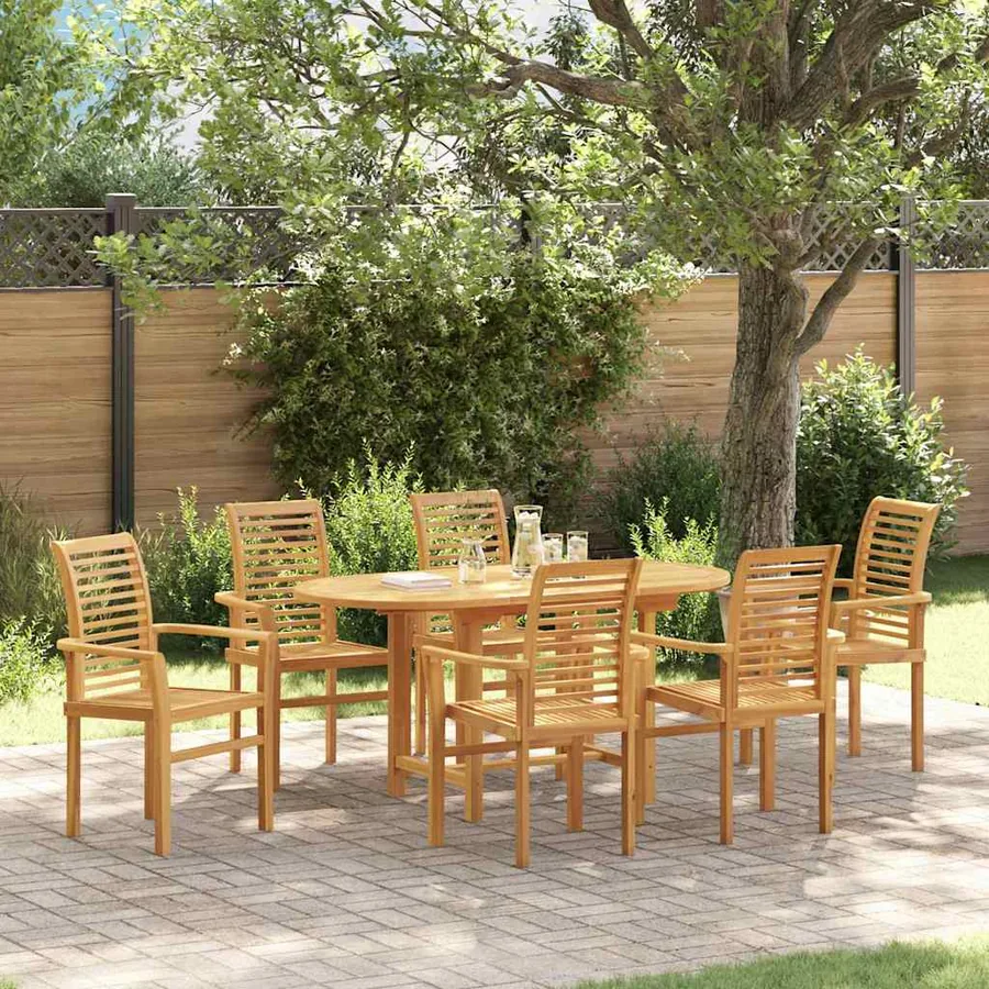 Ensemble de salle à manger pour jardin 7 pcs Marron