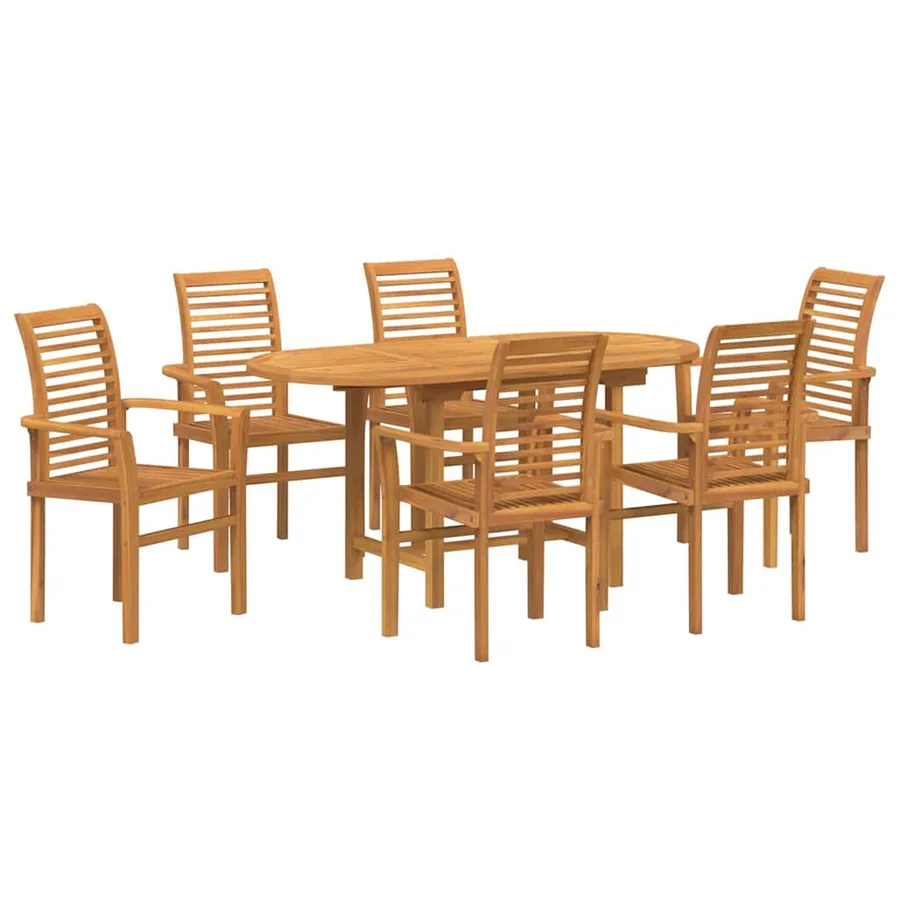 Ensemble de salle à manger pour jardin 7 pcs Marron - 2