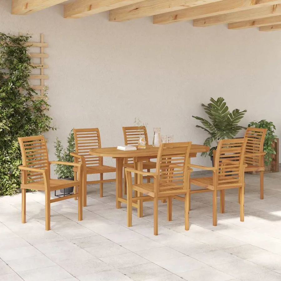 Ensemble de salle à manger pour jardin 7 pcs Marron - 4