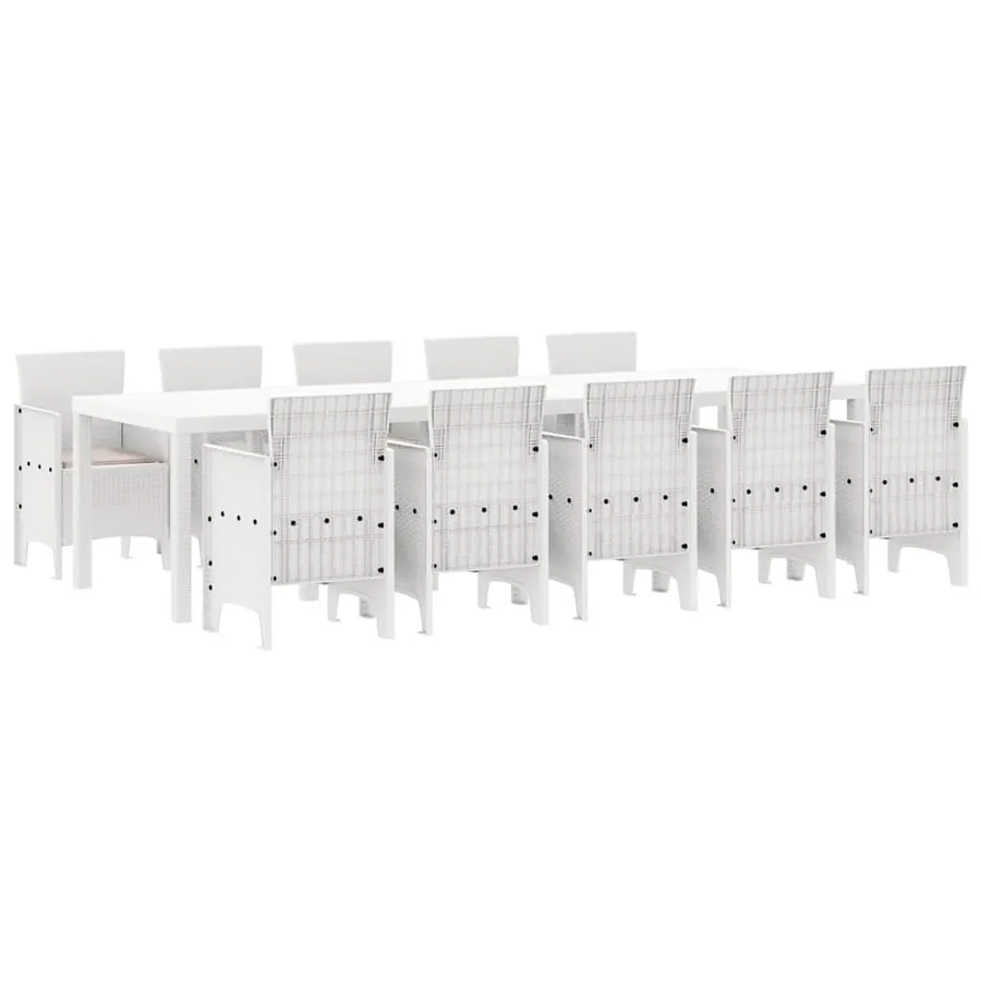 Ensemble de salle à manger pour jardin 11 pcs Blanc et Taupe - 2