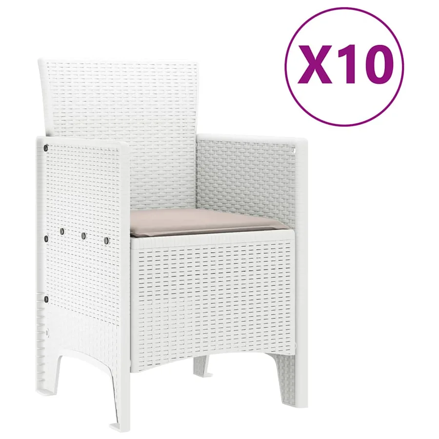 Ensemble de salle à manger pour jardin 11 pcs Blanc et Taupe - 5