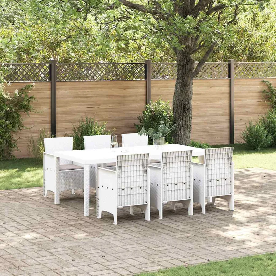 Ensemble de salle à manger pour jardin 7 pcs Blanc