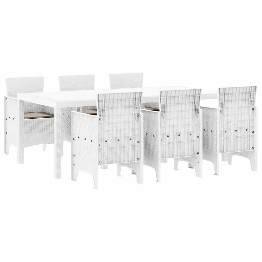 Ensemble de salle à manger pour jardin 7 pcs Blanc - 2