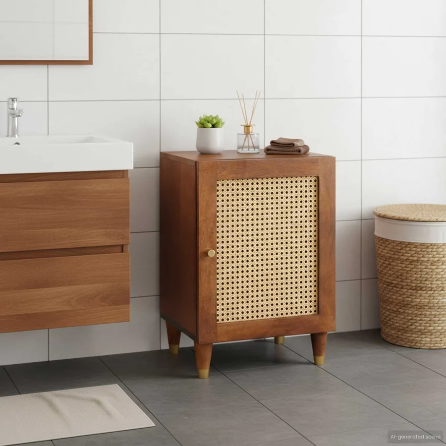 Cabinet de salle de bain avec étagère Marron 38 x 33,5 x 58 cm