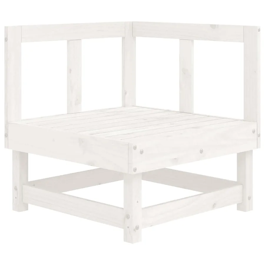 Canapé d'angle avec coussins blanc bois de pin solide - 4
