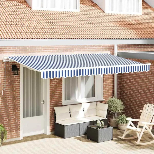 Auvent Rétractable Bleu 400 x 200 cm tissu