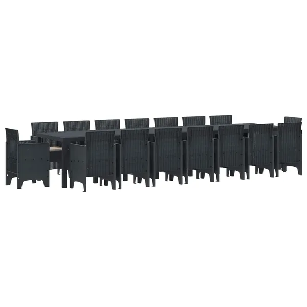 Ensemble de salle à manger de jardin avec coussins 17 pcs