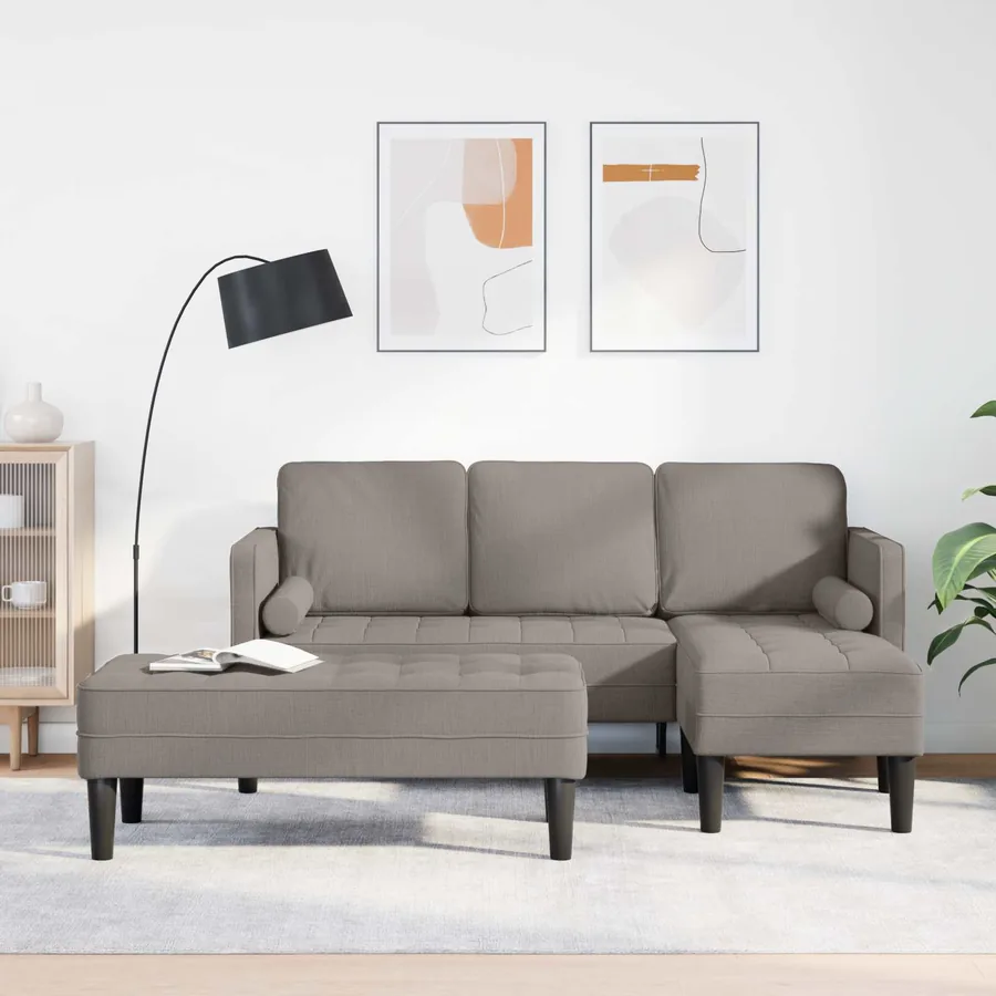 Ensemble de Canapés avec coussin 2 pcs Taupe Polyester