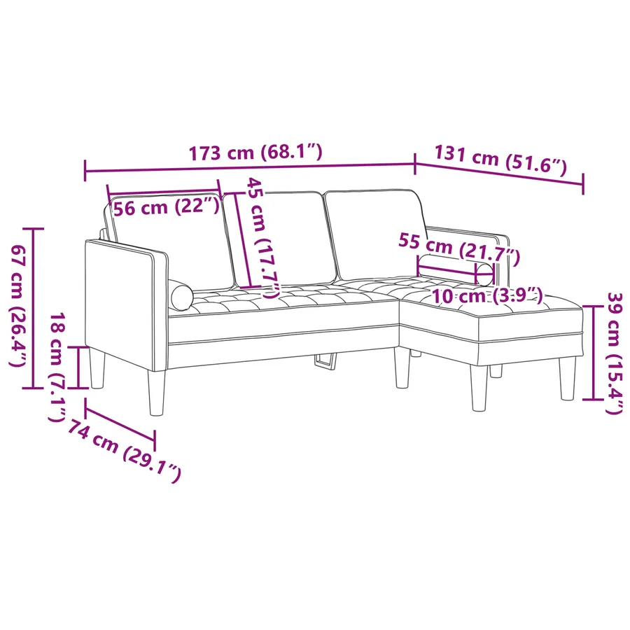 Ensemble de Canapés avec coussin 2 pcs Taupe Polyester - 18