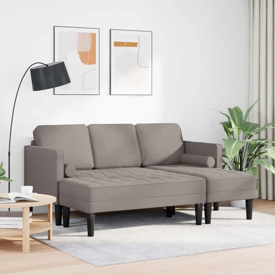 Ensemble de Canapés avec coussin 2 pcs Taupe Polyester - 3